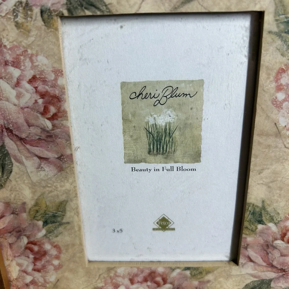 Vtg Fetco Cheri Blum Beauty in Full Bloom Photo Frame Pink Floral Victorian
